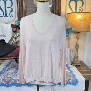 Theory Pale Pink Cotton & Cashmere Knit Top